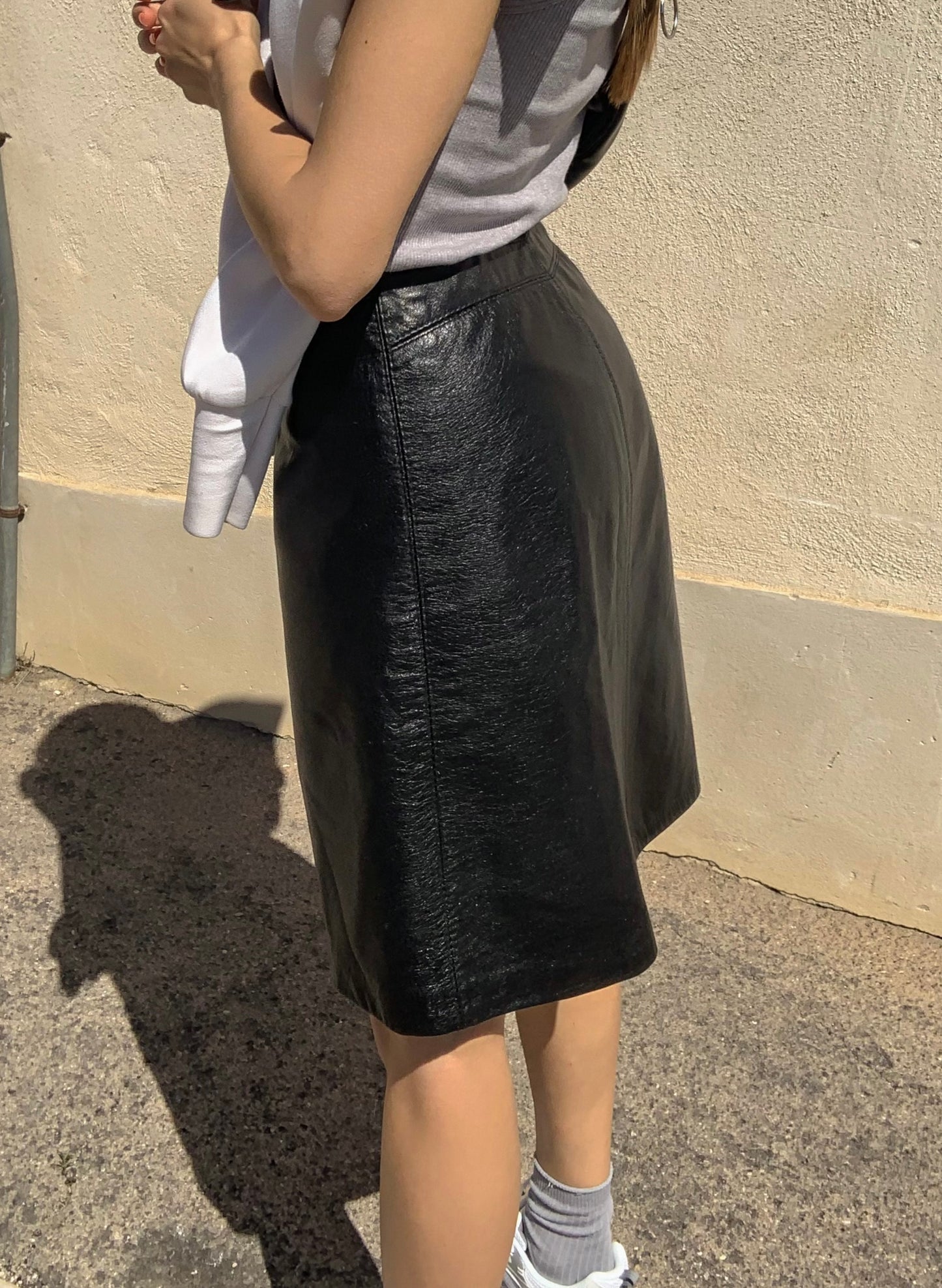 Vintage leather wrap skirt