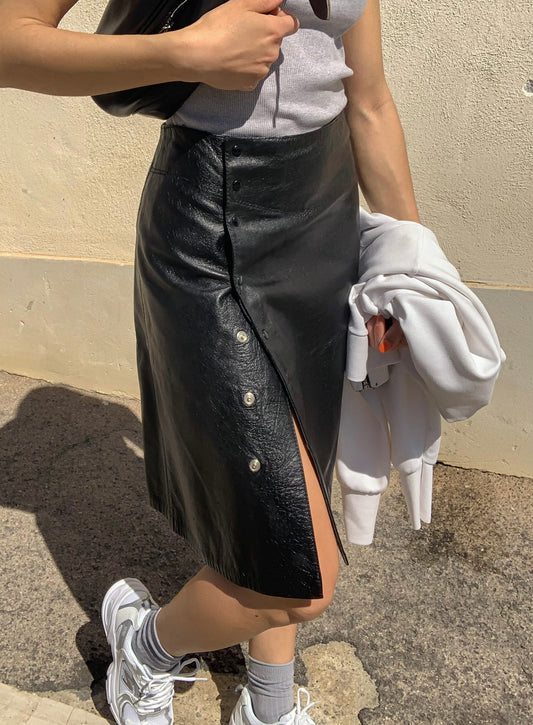 Vintage leather wrap skirt