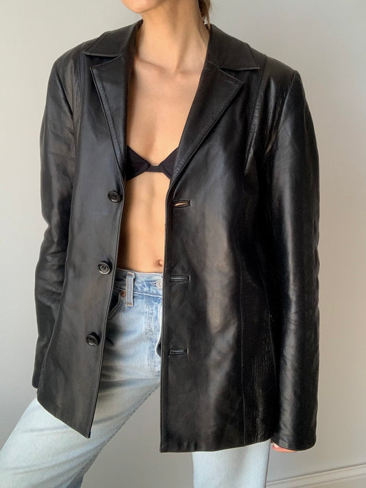 Vintage cocco leather blazer