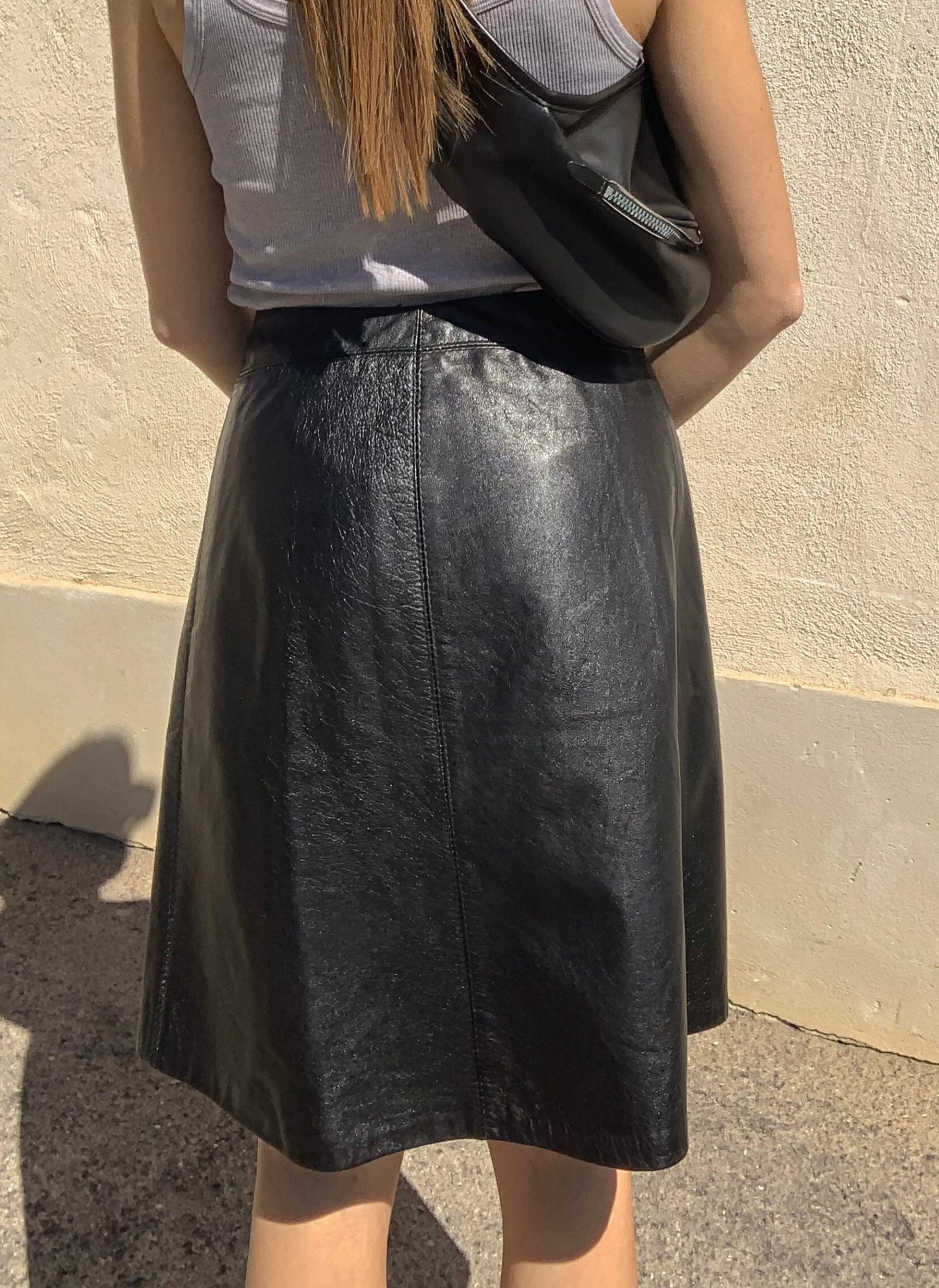 Vintage leather wrap skirt