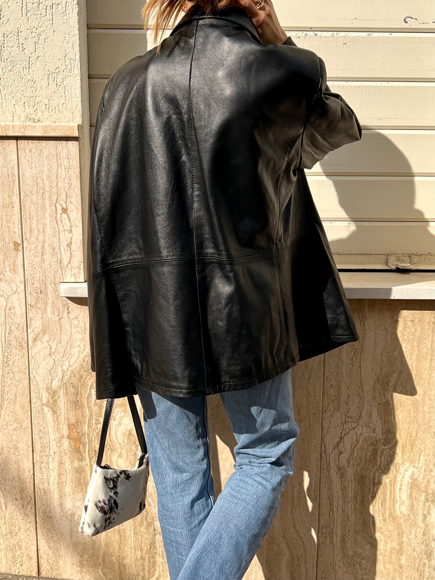 Vintage leather oversized jacket