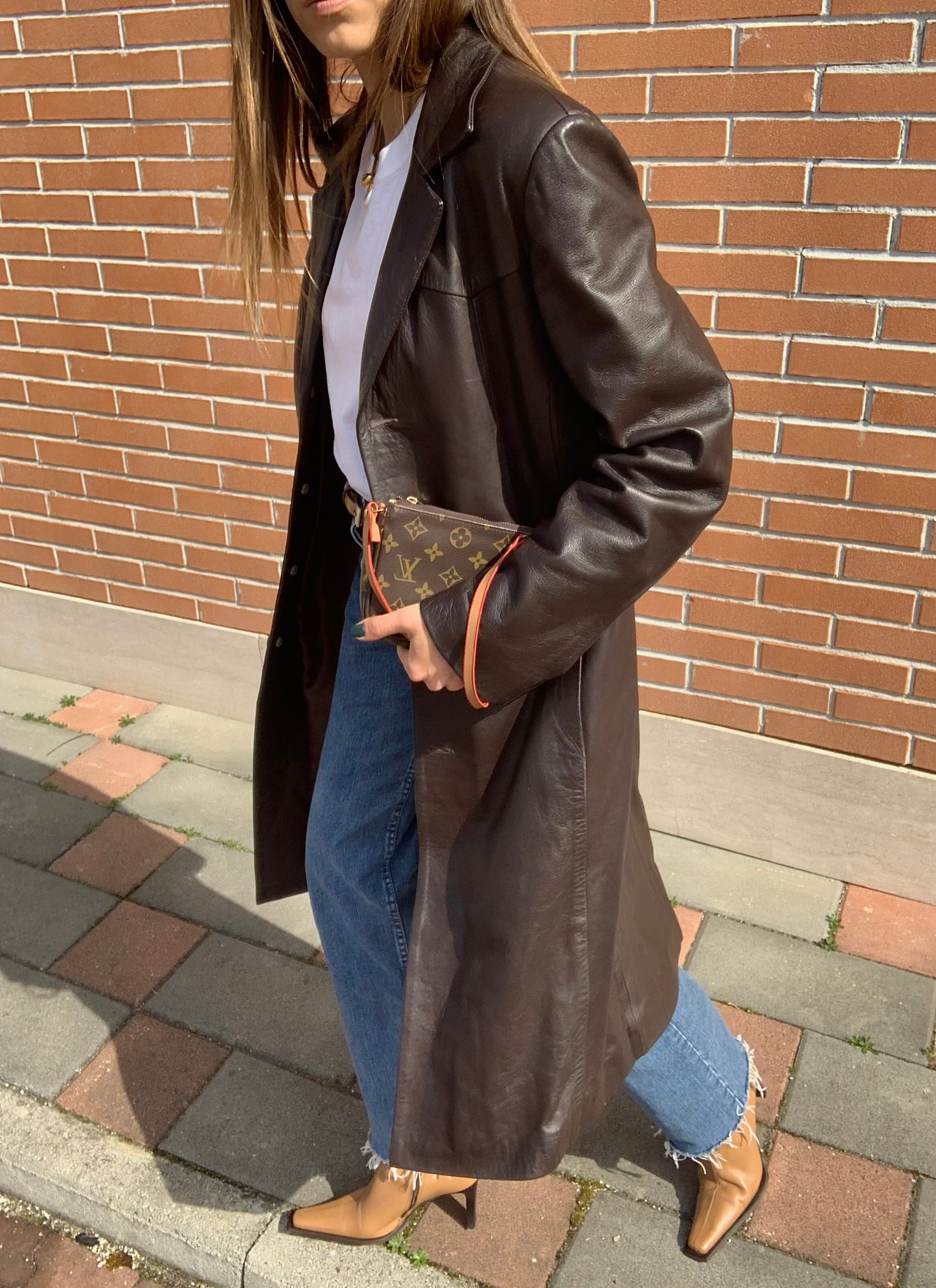 Vintage leather trench coat