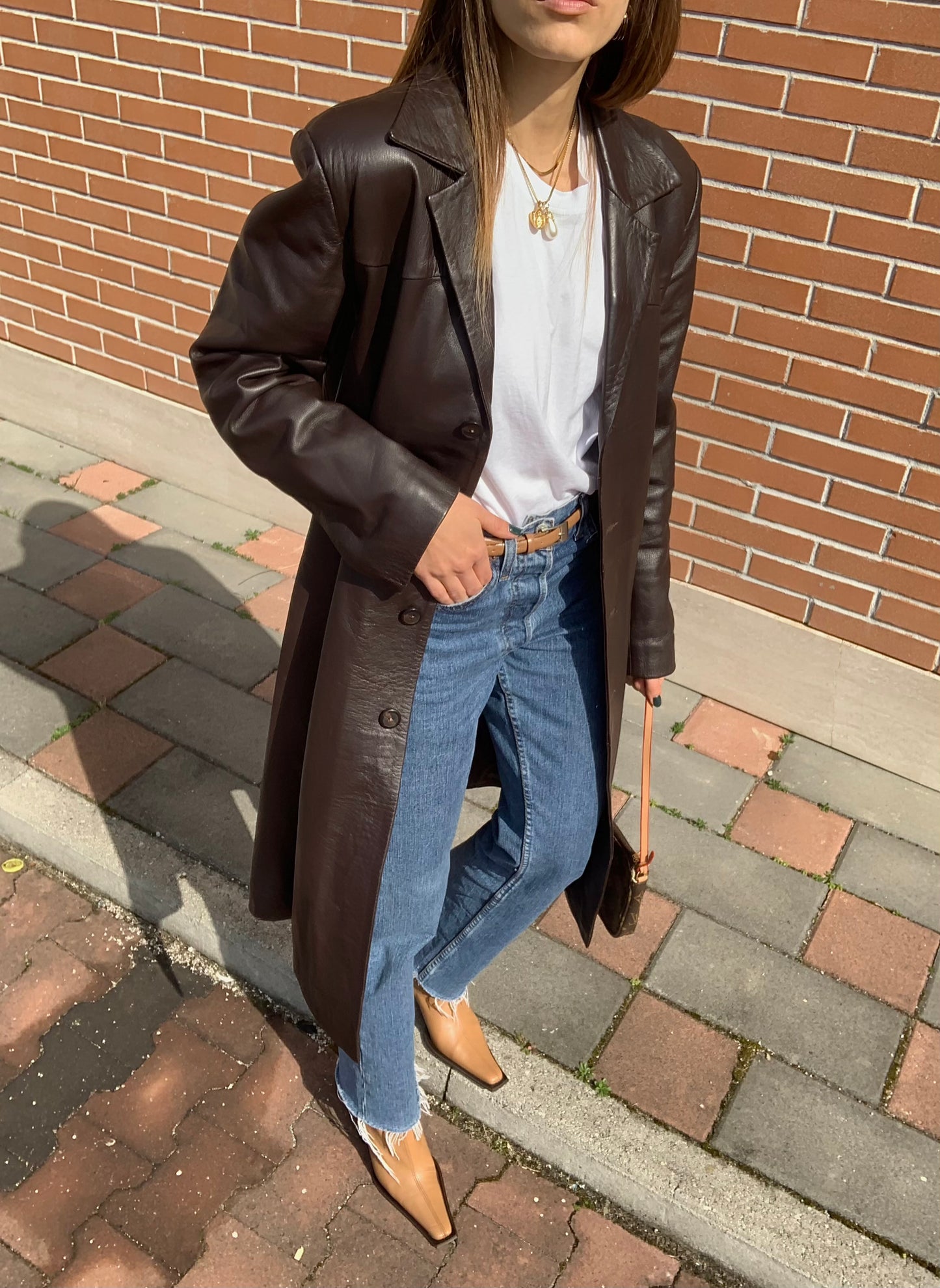 Vintage leather trench coat