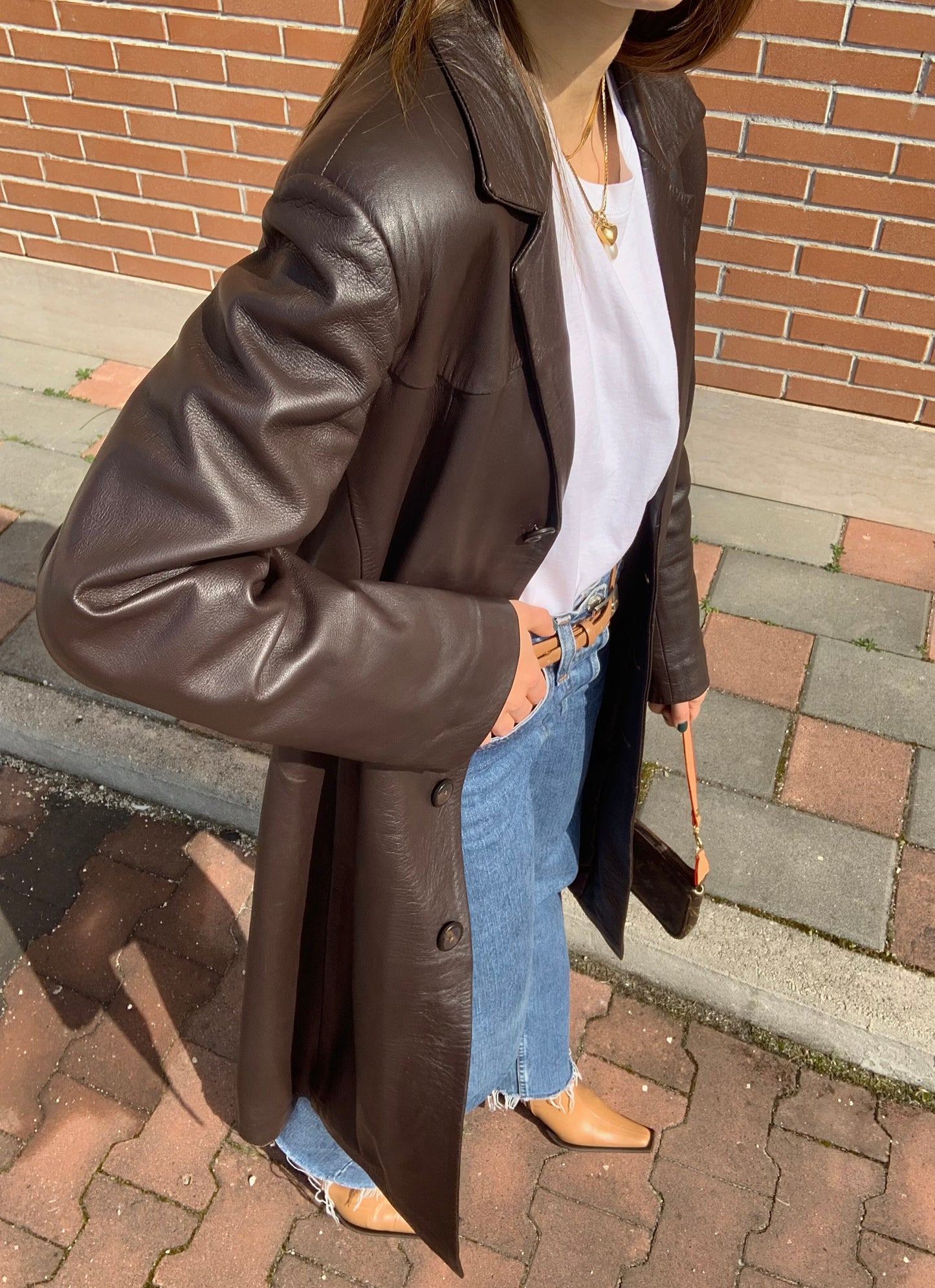 Vintage leather trench coat