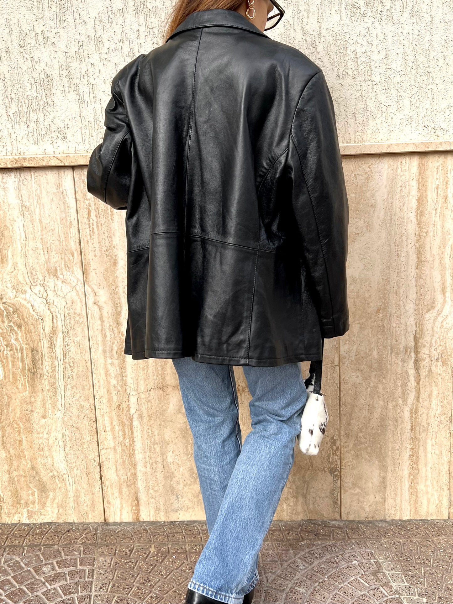 Vintage leather oversized jacket