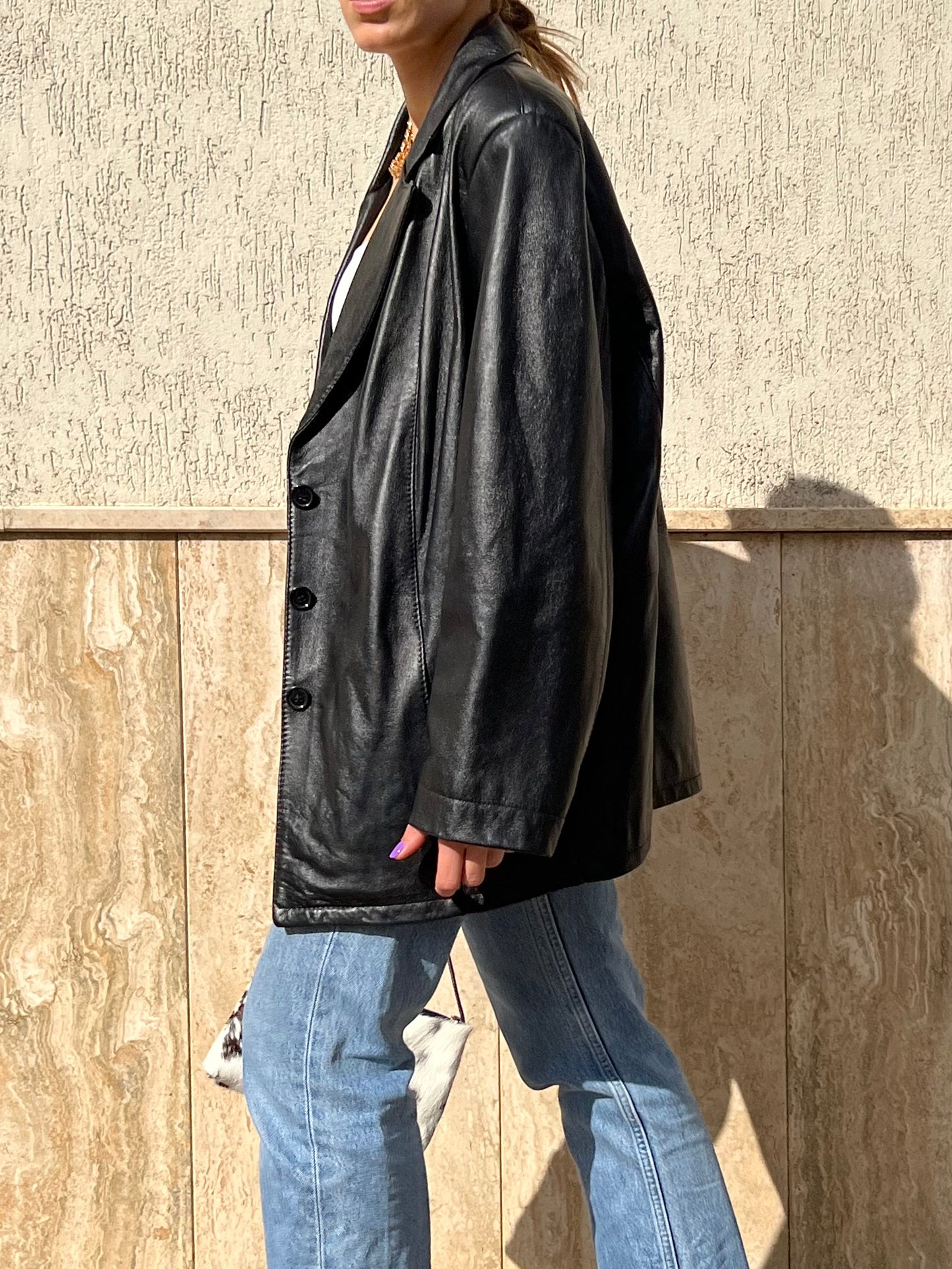 Vintage leather oversized jacket