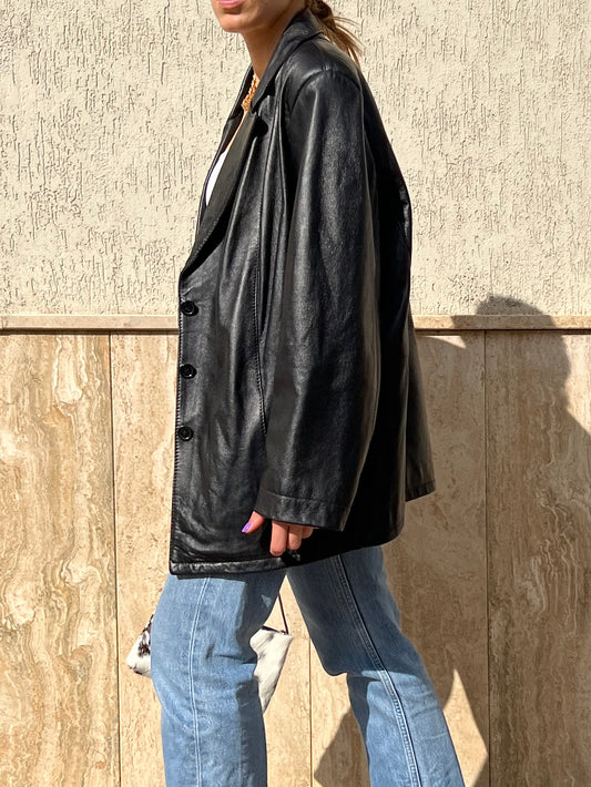Vintage leather oversized jacket