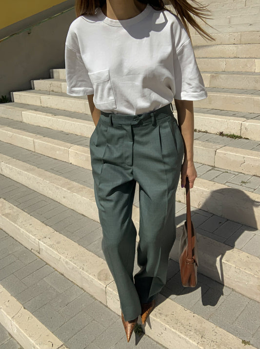 Vintage tailored pleated trousers