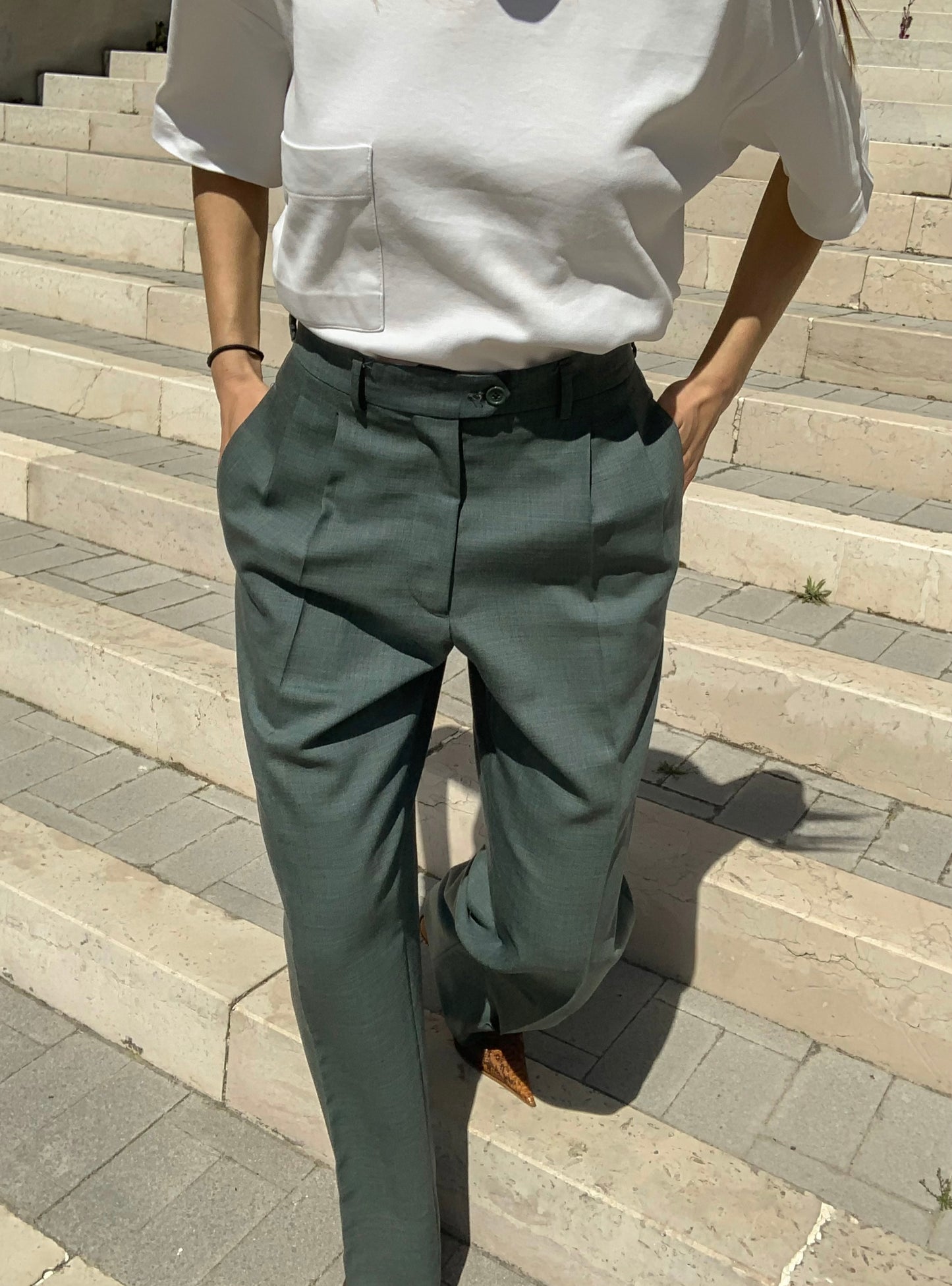 Vintage tailored pleated trousers