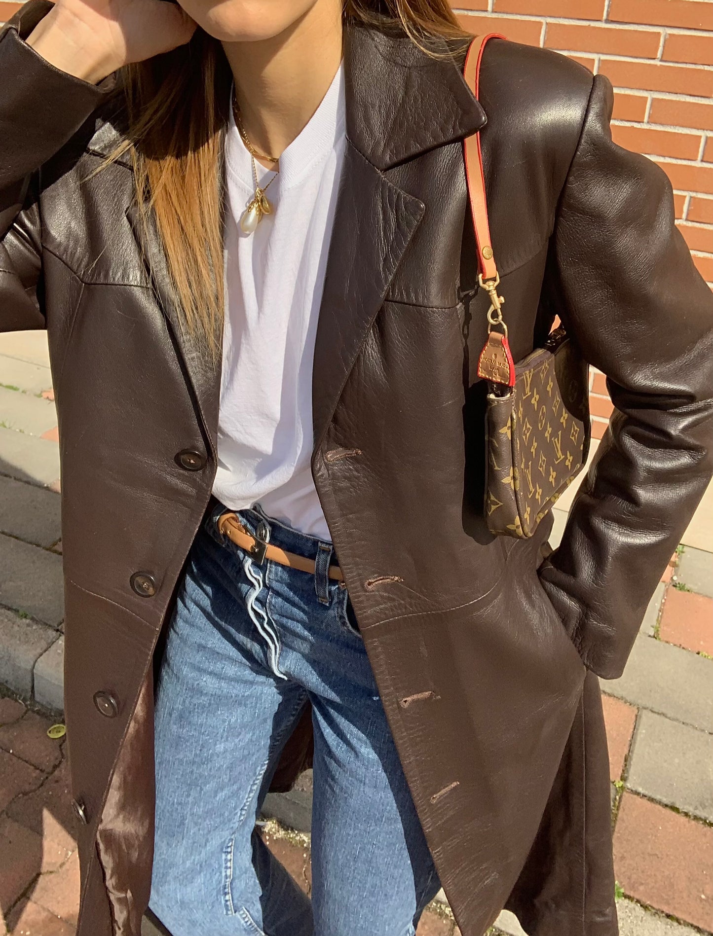 Vintage leather trench coat