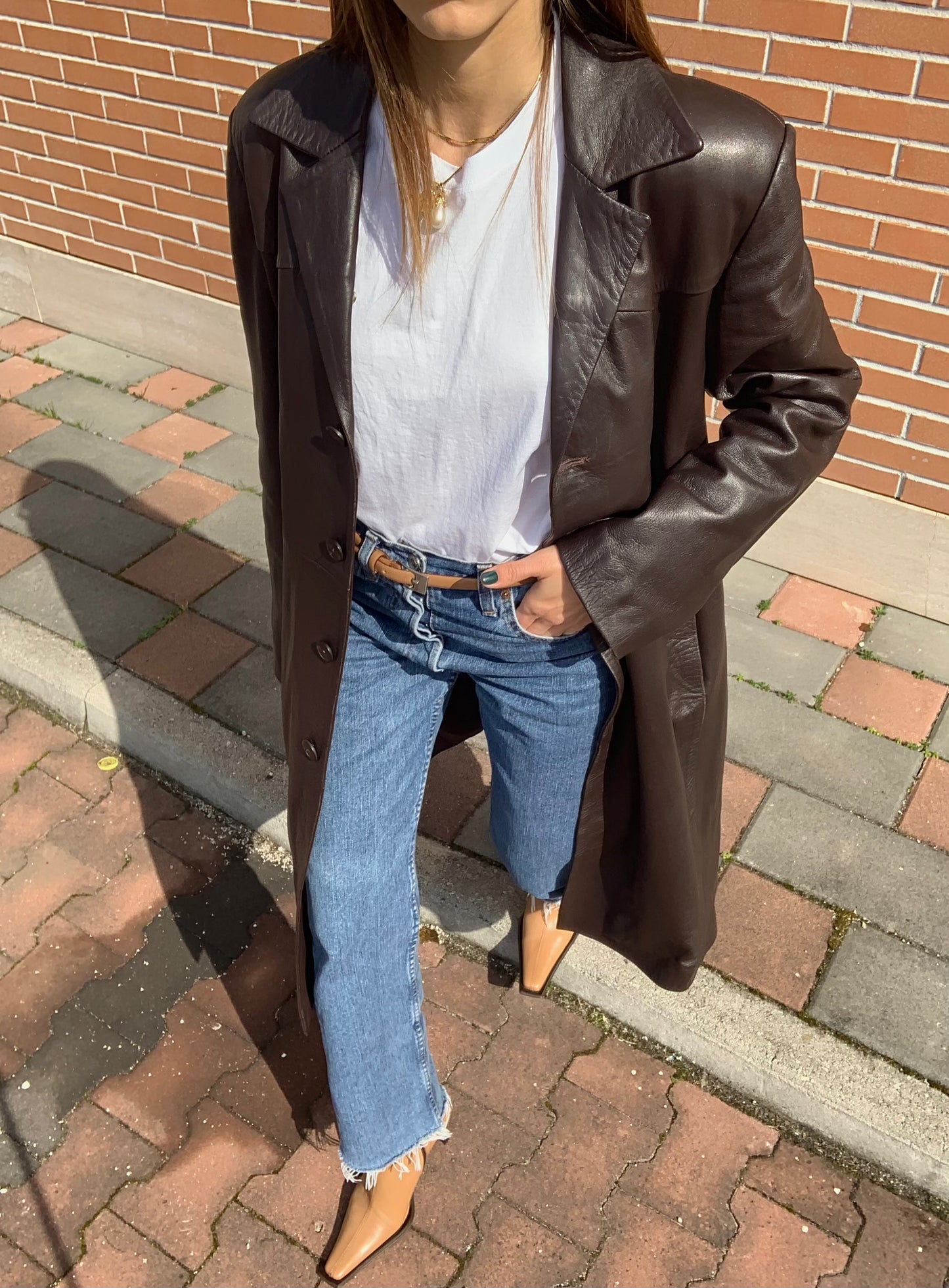 Vintage leather trench coat
