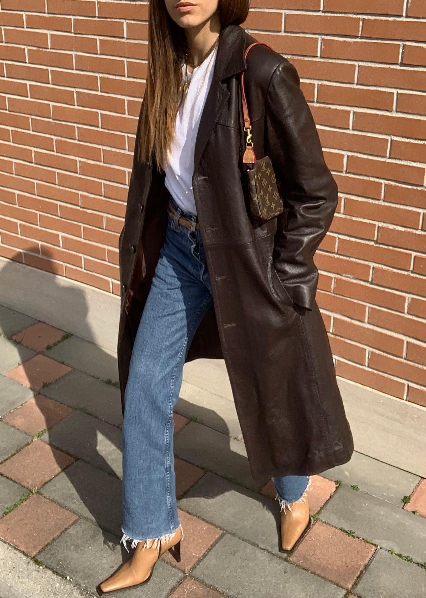 Vintage leather trench coat